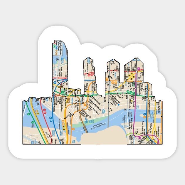 NYC Skyline subway map Sticker by Hook Ink